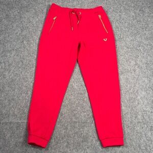 True Religion Red Zip Pockets Slim Fit Jogger Sweatpants Women's Size‎ Small